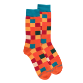 Men's checkered cotton socks - Orange | Doré Doré