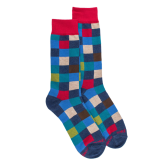 Men's checkered cotton socks - Fisherman's blue | Doré Doré