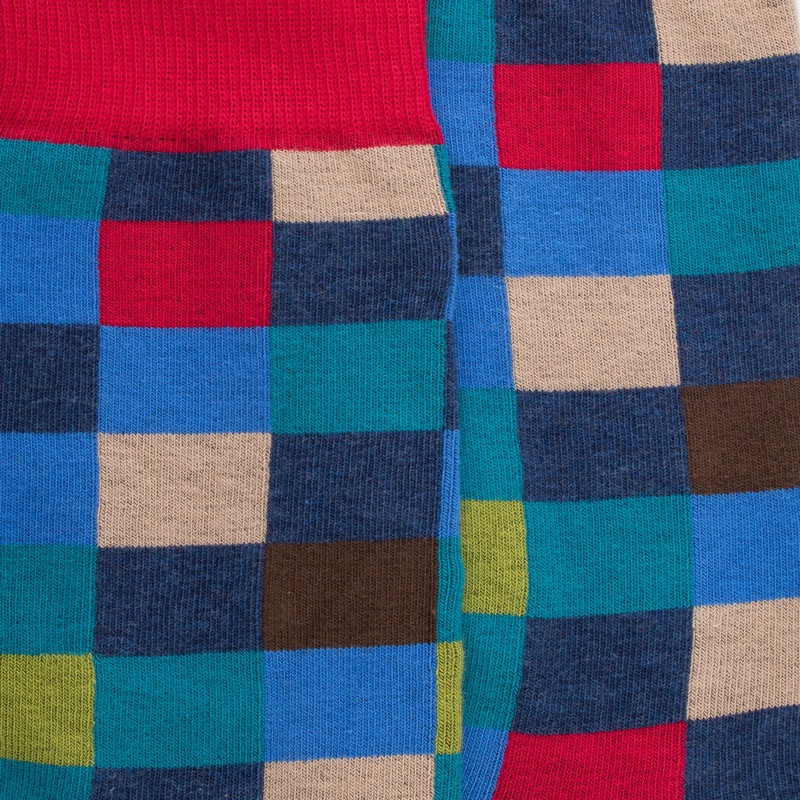 Men's checkered cotton socks - Fisherman's blue | Doré Doré