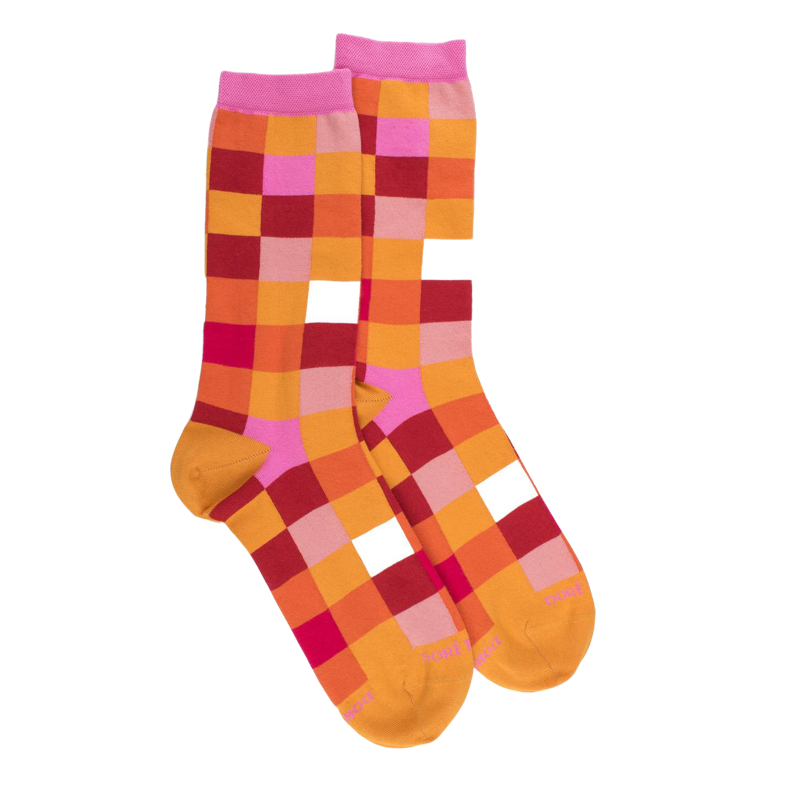 Women's checkered egyptian cotton socks - Corn | Doré Doré