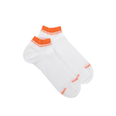 Women's short socks in plain cotton with contrasting cuff - White | Doré Doré