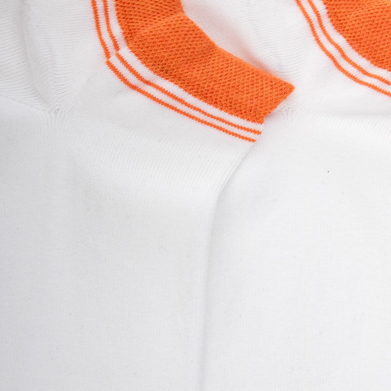 Women's short socks in plain cotton with contrasting cuff - White | Doré Doré