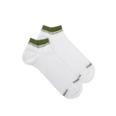 Women's short socks in plain cotton with contrasting cuff - White | Doré Doré