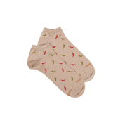 Men's short socks made of lisle patterned peppers - Beige Grege | Doré Doré