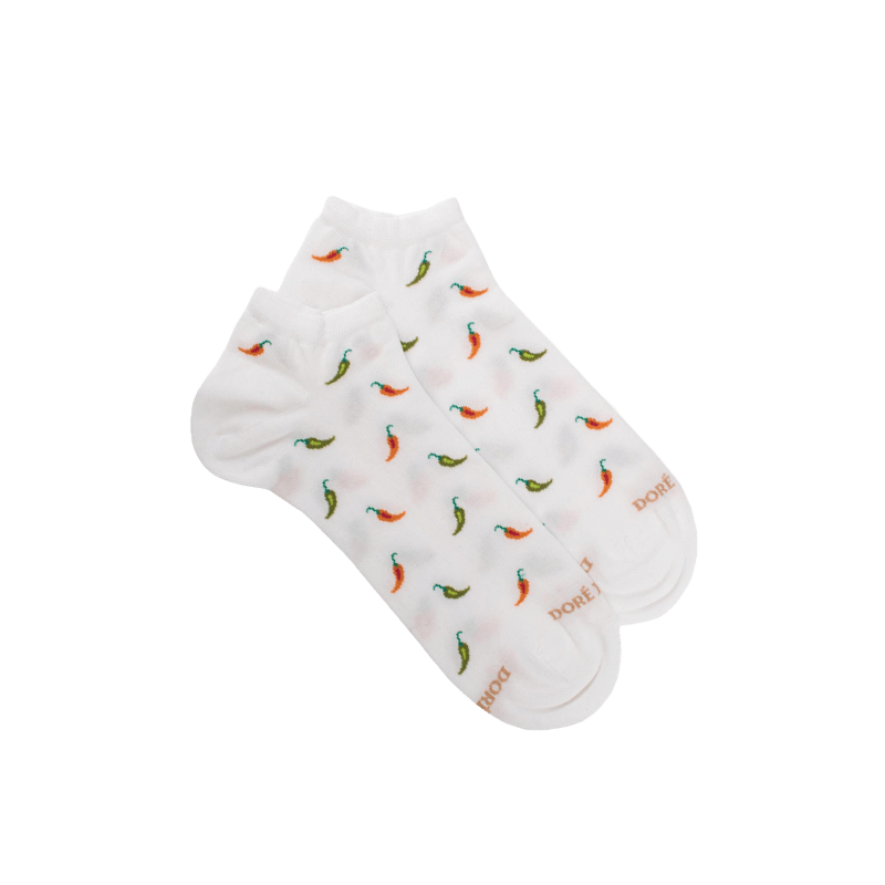 Men's short socks made of lisle patterned peppers - White | Doré Doré