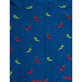 Men's short socks made of lisle patterned peppers - Blue Cosmos | Doré Doré