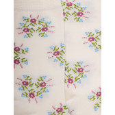 Women's short socks in floral patterned lisle - Cream | Doré Doré