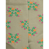 Women's short socks in floral patterned lisle - Green Sage | Doré Doré