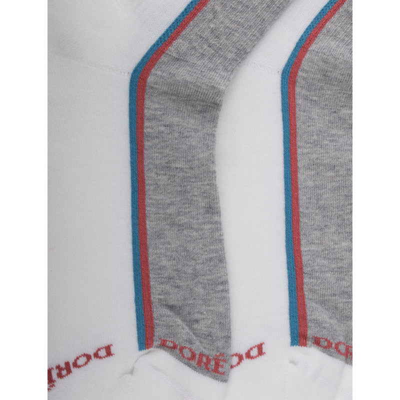 Women's short socks in cotton terry patterned colour blocks - White | Doré Doré