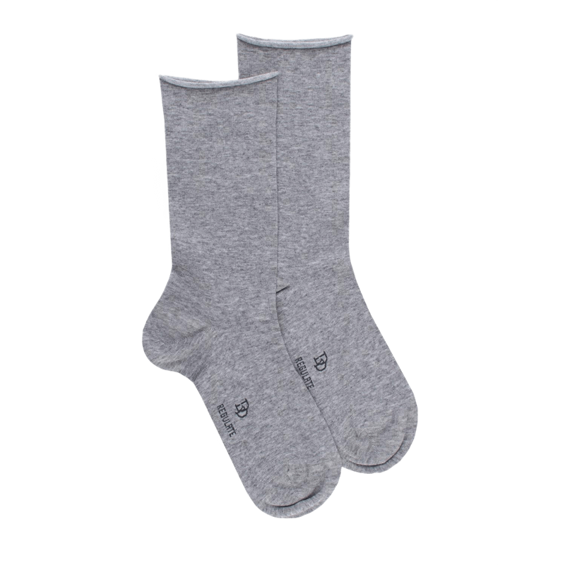 Women's short socks in solid-coloured TENCEL™ Lyocell - Grey Stone | Doré Doré
