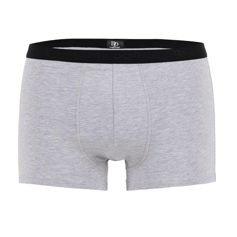 Men's plain melange stretch cotton underwear boxer shorts with logoed elastic band - Grey Stone | Doré Doré