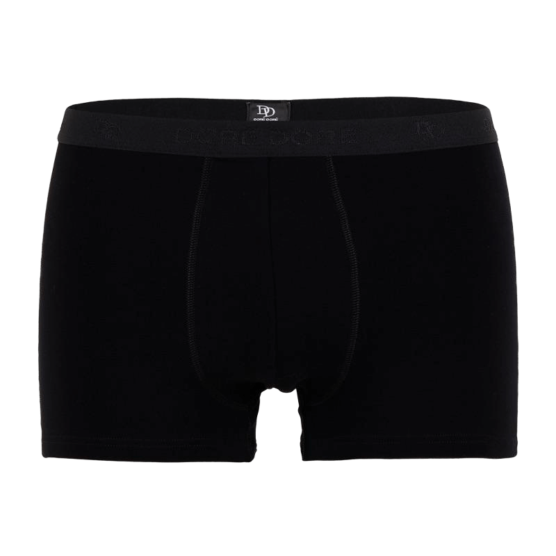 Underwear boxer shorts for men in plain stretch cotton with logoed elastic band - Black | Doré Doré