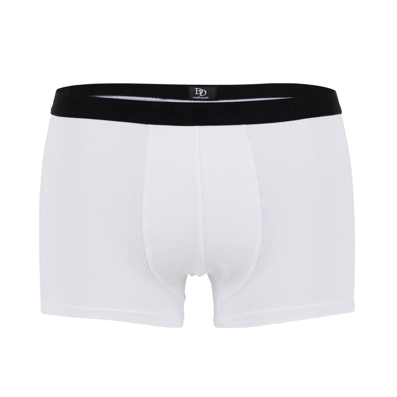 Underwear boxer shorts for men in plain stretch cotton with logoed elastic band - White | Doré Doré