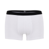 Underwear boxer shorts for men in plain stretch cotton with logoed elastic band - White