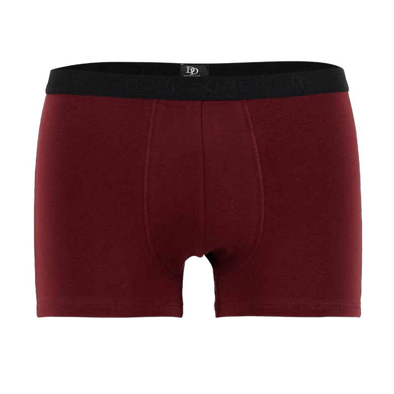 Underwear boxer shorts for men in plain stretch cotton with logoed elastic band - Aubergine | Doré Doré
