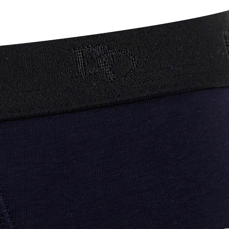 Underwear boxer shorts for men in plain stretch cotton with logoed elastic band - Dark blue | Doré Doré