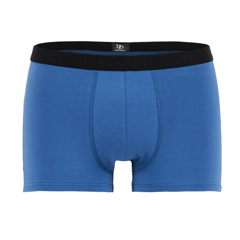 Underwear boxer shorts for men in plain stretch cotton with logoed elastic band - Blue Macadam | Doré Doré
