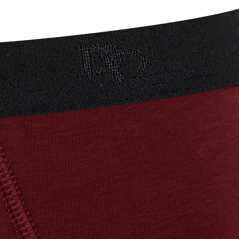 Underwear boxer shorts for men in plain stretch cotton with logoed elastic band - Aubergine | Doré Doré