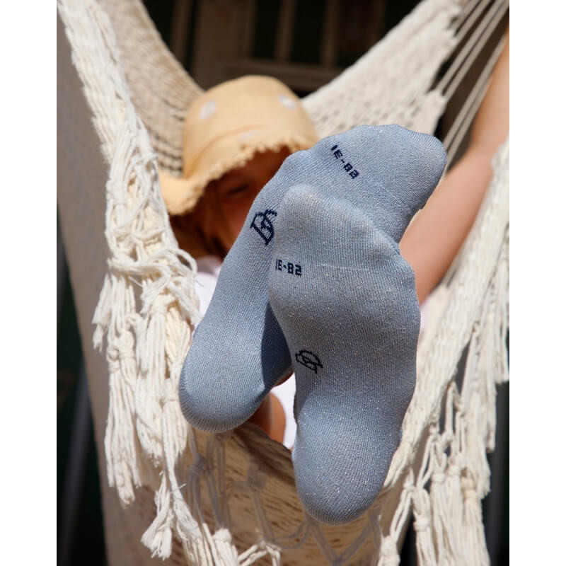 Kids' glitter cotton sneaker socks - Blue Wale | Doré Doré