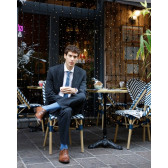 Men's ribbed socks made of 100% solid-colored Scottish thread - Blue | Doré Doré