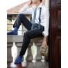 Men's ribbed 100% cotton lisle socks - Blue | Doré Doré