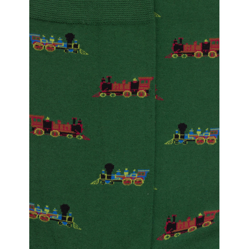 Socks in cotton with little trains – Green | Doré Doré