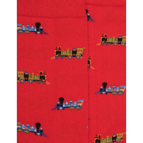 Socks in cotton with little trains – Red | Doré Doré