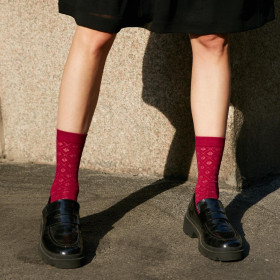 Wool socks with openwork diamonds -Litchi | Doré Doré