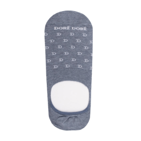 Men's cotton lisle no-show socks with "DD" repeat pattern - Blue ice | Doré Doré