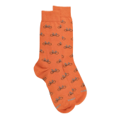 Men's cotton socks with bicycle repeat pattern - Orange & Blue sky | Doré Doré