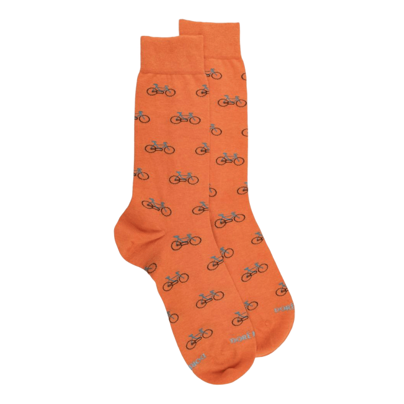 Men's cotton socks with bicycle repeat pattern - Orange & Blue sky | Doré Doré