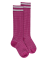 Fancy cotton knee-highs with 2 stripes – Pink
