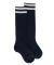 Fancy cotton knee-highs with 2 stripes – Dark blue