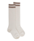 Fancy cotton knee-highs with 2 stripes - Ecru