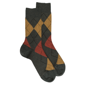 Merino Wool socks with Diamond Pattern - Thuja and Henna | Doré Doré