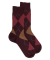 Merino Wool socks with Diamond Pattern - Aubergine and squirrel