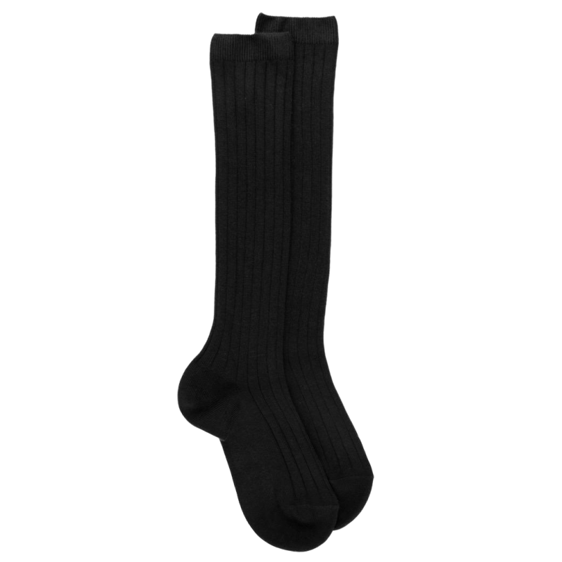 Black ribbed knee high socks in soft cotton for children | Doré Doré