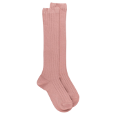 Pink ribbed knee high socks in soft cotton for children | Doré Doré