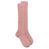 Pink ribbed knee high socks in soft cotton for children