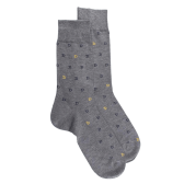 Mercerised cotton men's socks with DD pattern - Grey | Doré Doré