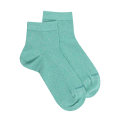 Women's cotton socks with shiny lurex effect - Green | Doré Doré