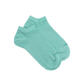 Women's cotton socks with shiny lurex effect - Green | Doré Doré