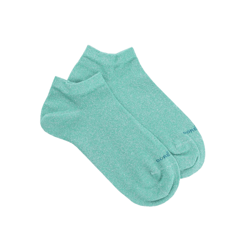 Women's cotton socks with shiny lurex effect - Green | Doré Doré