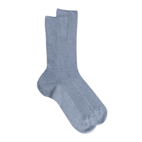 Comfort cotton socks without elasticated top - Ice blue | Doré Doré