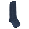 Women's wool and cashmere cable knee-highs – Blue