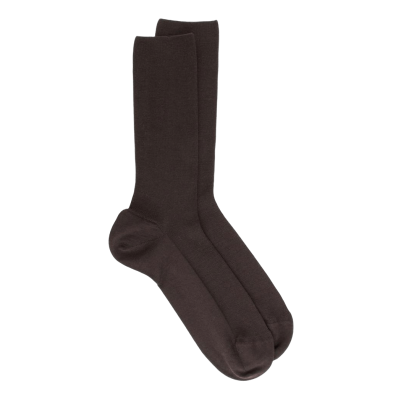 Wool socks with elastic-free edges - Brown | Doré Doré