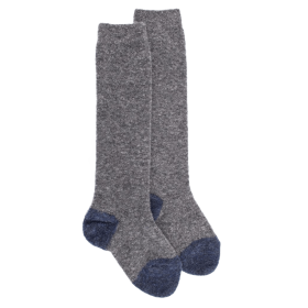 Fleece knee-high socks for kids - Bicolor grey and blue | Doré Doré