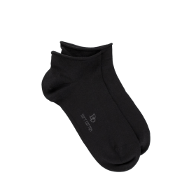 Ankle socks with roll'top in jersey knit - Black | Doré Doré