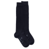 Women's wool and cotton jersey knit knee-high socks - Dark blue