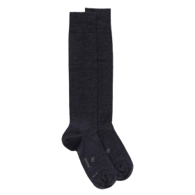 Men's wool and cotton jersey knit knee-high socks - Grey | Doré Doré